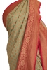 Double Contrast Handloom Banarasi Georgette Silk Saree